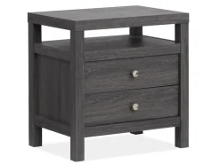 Mor Furniture Bedroom Sets|Merrifield Upholstered Bed, Dresser, Mirror & Nightstand In Raisin Black, Twin