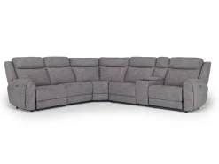 Mor Furniture Reclining Sectionals|Sectionals|Mia 6 Piece 2 Power Sectional W/ 2 Power Armless Recliner In Gray