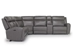 Mor Furniture Reclining Sectionals|Sectionals|Mia 6 Piece 2 Power Sectional W/ 2 Power Armless Recliner In Gray