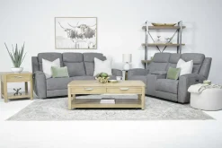 Mor Furniture Reclining Loveseats|Loveseats|Mia 2 Power Console Loveseat In Gray