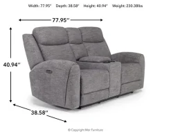 Mor Furniture Reclining Loveseats|Loveseats|Mia 2 Power Console Loveseat In Gray