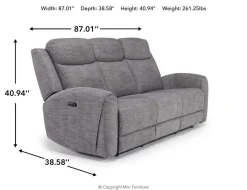 Mor Furniture Reclining Sofas|Sofas|Mia 2 Power Sofa In Gray