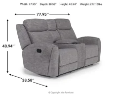 Mor Furniture Reclining Sofas|Loveseats|Mia Reclining Console Loveseat In Gray