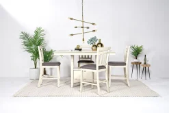Mor Furniture Seating For 4|Counter Height Dining Sets|Miami Adjustable Dining Table & 4 Stools In Gray