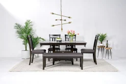 Mor Furniture Seating For 6|Dining Room Sets|Miami Adjustable Dining Table, 4 Chairs & Bench In Gray