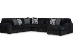 Mor Furniture Sectionals|Midnight Madness 4 Piece Chaise Sectional In Onyx, Right Facing