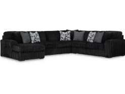 Mor Furniture Sectionals|Midnight Madness 4 Piece Chaise Sectional In Onyx, Right Facing