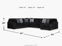 Mor Furniture Sectionals|Midnight Madness 3 Piece Sectional In Onyx