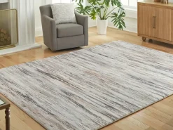 Mor Furniture Shop All Rugs|Nace Abstract Rug In Gray/Taupe/White, 5’ X 7’
