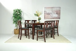 Mor Furniture Seating For 6|Counter Height Dining Sets|Napa Counter Height Extendable Dining Table, 4 Stools & Bench In Brown
