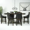 Mor Furniture Seating For 6|Counter Height Dining Sets|New Haven Counter Height Adjustable Extendable Dining Table & 6 Stools In Brown