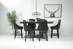 Mor Furniture Seating For 6|Counter Height Dining Sets|New Haven Counter Height Adjustable Extendable Dining Table & 6 Stools In Brown