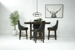 Mor Furniture Seating For 4|Counter Height Dining Sets|New Haven Counter Height Adjustable Extendable Dining Table & 4 Stools In Gray