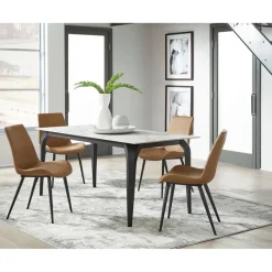 Mor Furniture Seating For 4|Dining Room Sets|Nicoya Dining Table & 4 Chairs In Black Sintered Stone