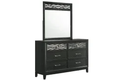 Mor Furniture Bedroom Sets|Obsidian Panel Bed, Dresser, Mirror & Nightstand In , Queen Black