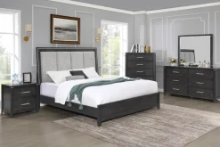 Mor Furniture Bedroom Sets|Odessa Panel Bed, Dresser, Mirror & Nightstand In Charcoal, Queen