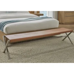 Mor Furniture Dining Benches|One Director'S Leather Bench In Warm Cognac