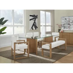 Mor Furniture Dining Chairs|One Side Chair In Bisque, Woven Leather, Set Of 2