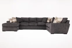 Mor Furniture Sectionals|Oracle Tux Sofa Chaise Sectional In Envy Ebony, Left Facing, Down