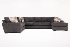 Mor Furniture Sectionals|Oracle Tux Sofa Chaise Sectional In Envy Ebony, Left Facing, Down