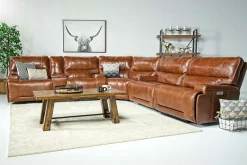 Mor Furniture Reclining Sectionals|Sectionals|Oslo 3 Piece 3 Power Sectional In Dark Brown Leather