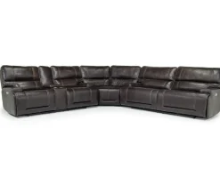 Mor Furniture Reclining Sectionals|Sectionals|Oslo 3 Piece 3 Power Sectional In Dark Brown Leather