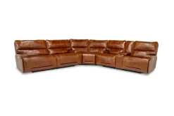 Mor Furniture Reclining Sectionals|Sectionals|Oslo 3 Piece 3 Power Sectional In Dark Brown Leather