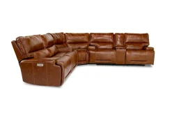 Mor Furniture Reclining Sectionals|Sectionals|Oslo 3 Piece 3 Power Sectional In Dark Brown Leather