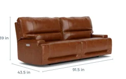 Mor Furniture Reclining Sofas|Sofas|Oslo 3 Power Sofa In Brown Leather
