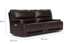 Mor Furniture Reclining Sofas|Sofas|Oslo 3 Power Sofa In Brown Leather