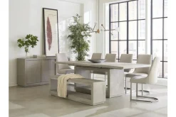 Mor Furniture Seating For 8|Dining Room Sets|Oxford Dining Table & 6 Chairs & Bench In Mineral