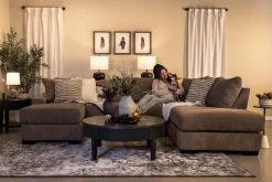 Mor Furniture Sectionals|Paige Dual Chaise Sectional In Sherry Bark, Left Facing