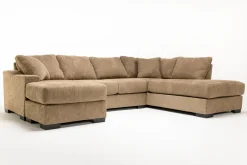 Mor Furniture Sectionals|Paige Dual Chaise Sectional In Sherry Bark, Left Facing
