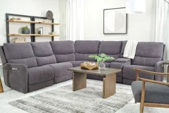 Mor Furniture Reclining Sectionals|Reclining Sofas|Palencia 6 Piece 3 Power Sectional In Trento Dove