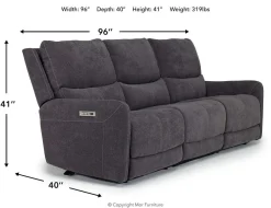 Mor Furniture Reclining Sofas|Sofas|Palencia 3 Power Sofa In Trento Charcoal