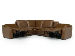 Mor Furniture Reclining Sectionals|Sectionals|Paradise 6 Piece 2 Power Sectional In Chestnut Leather