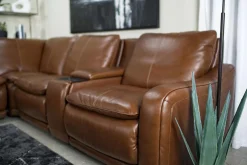 Mor Furniture Reclining Sectionals|Sectionals|Paradise 6 Piece 2 Power Sectional In Chestnut Leather