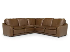 Mor Furniture Reclining Sectionals|Reclining Sofas|Paradise 5 Piece 2 Power Sectional In Chestnut Leather