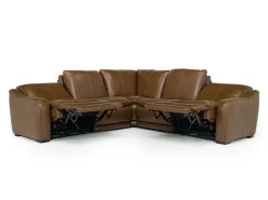 Mor Furniture Reclining Sectionals|Reclining Sofas|Paradise 5 Piece 2 Power Sectional In Chestnut Leather