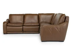 Mor Furniture Reclining Sectionals|Reclining Sofas|Paradise 5 Piece 2 Power Sectional In Chestnut Leather