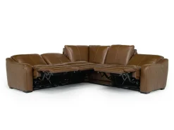 Mor Furniture Sectionals|Paradise 5 Piece 2 Power Sectional W/ 2 Power Armless Recliner In Chestnut Leather