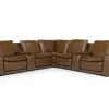 Mor Furniture Reclining Sectionals|Sectionals|Paradise 7 Piece 2 Power Sectional W/ 2 Power Armless Recliner In Chestnut Leather