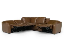 Mor Furniture Reclining Sectionals|Sectionals|Paradise 6 Piece 2 Power Sectional W/ 2 Power Armless Recliner In Chestnut Leather