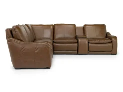 Mor Furniture Reclining Sectionals|Sectionals|Paradise 6 Piece 2 Power Sectional W/ 2 Power Armless Recliner In Chestnut Leather