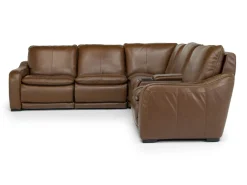 Mor Furniture Reclining Sectionals|Sectionals|Paradise 6 Piece 2 Power Sectional W/ 2 Power Armless Recliner In Chestnut Leather