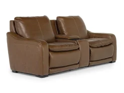 Mor Furniture Reclining Loveseats|Loveseats|Paradise 2 Power Console Loveseat In Chestnut Leather