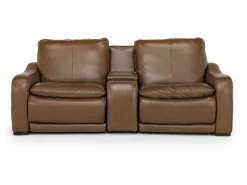 Mor Furniture Reclining Loveseats|Loveseats|Paradise 2 Power Console Loveseat In Chestnut Leather