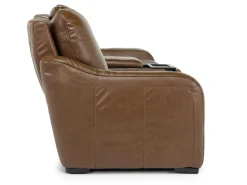 Mor Furniture Reclining Loveseats|Loveseats|Paradise 2 Power Console Loveseat In Chestnut Leather