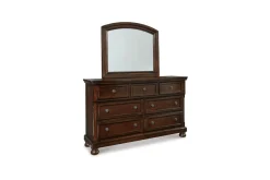Mor Furniture Bedroom Sets|Porter Panel Bed, Dresser, Mirror & Nightstand In Rustic Brown, Queen