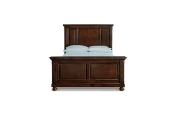 Mor Furniture Bedroom Sets|Porter Panel Bed, Dresser, Mirror & Nightstand In Rustic Brown, Queen